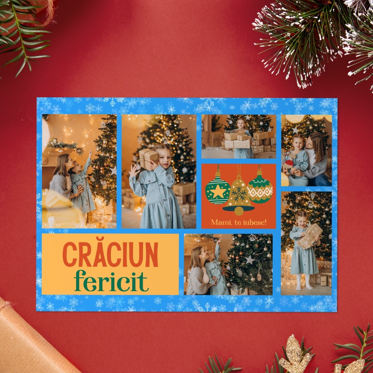 Gepersonaliseerde kaart met 6 foto’s en tekst - Holly Jolly