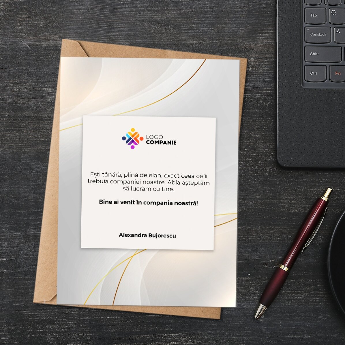 Gepersonaliseerde kaart met logo en tekst - Welcome