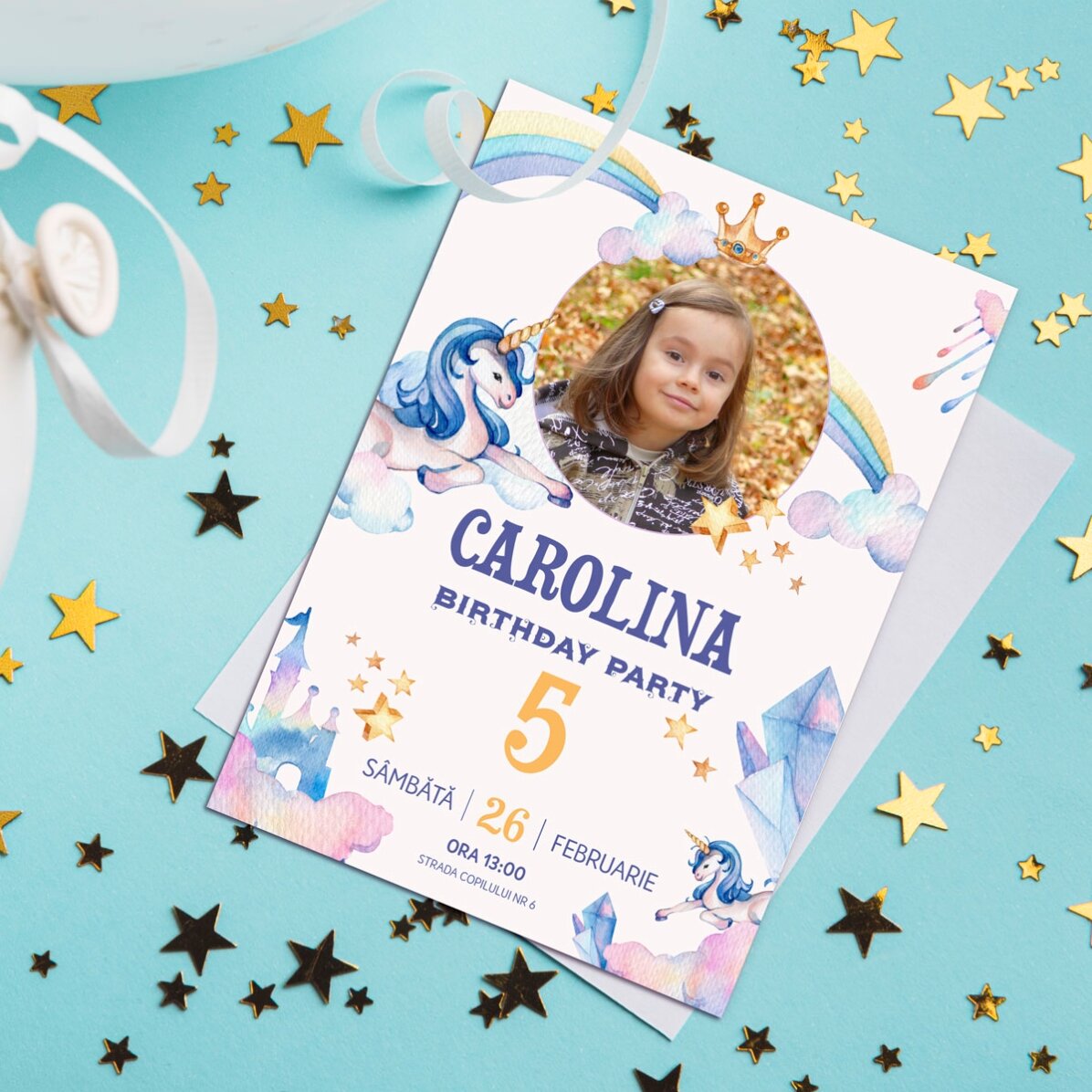 Personalised card with a photo and text - Birthday invitation