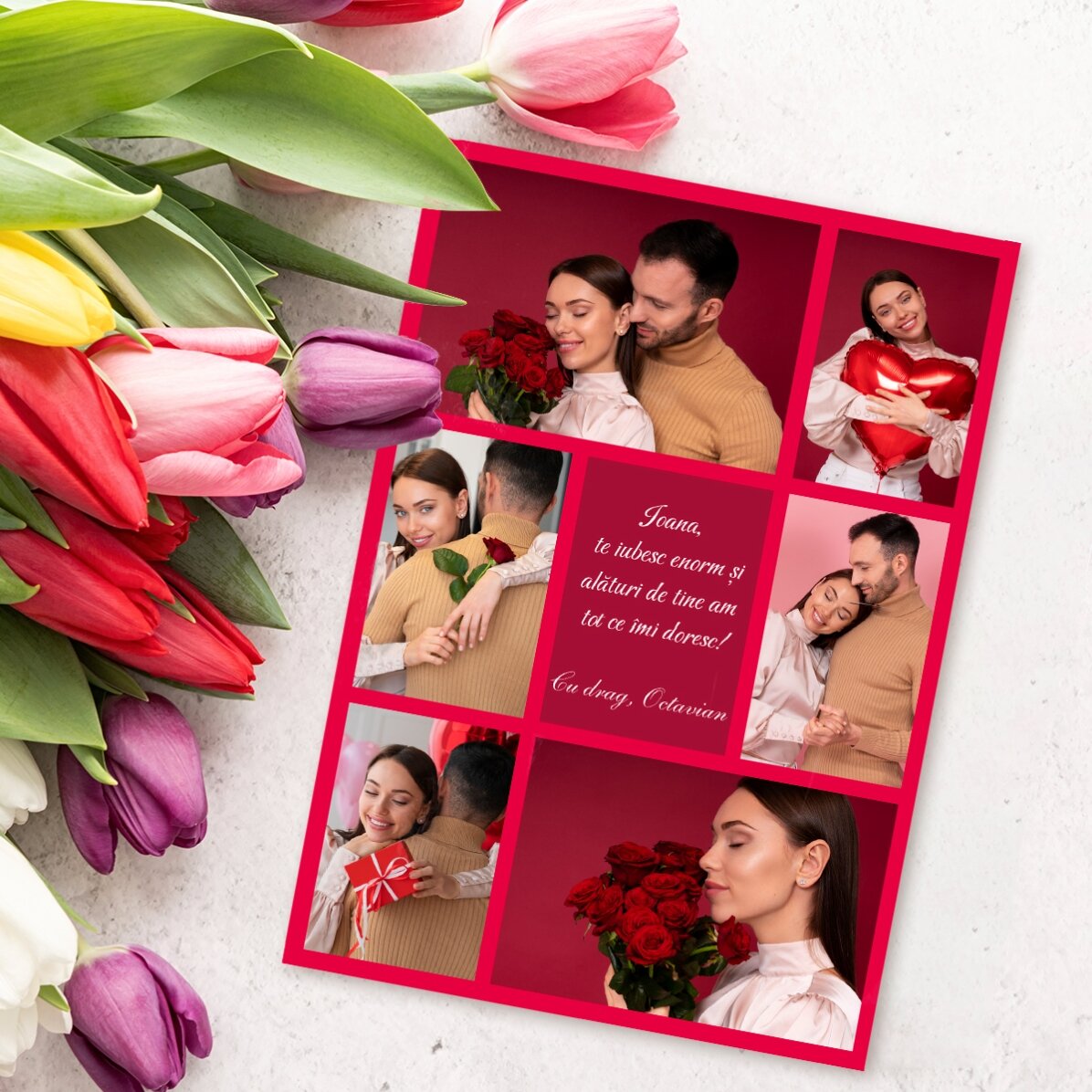 Gepersonaliseerde kaart met foto’s en een boodschap – Met liefde
