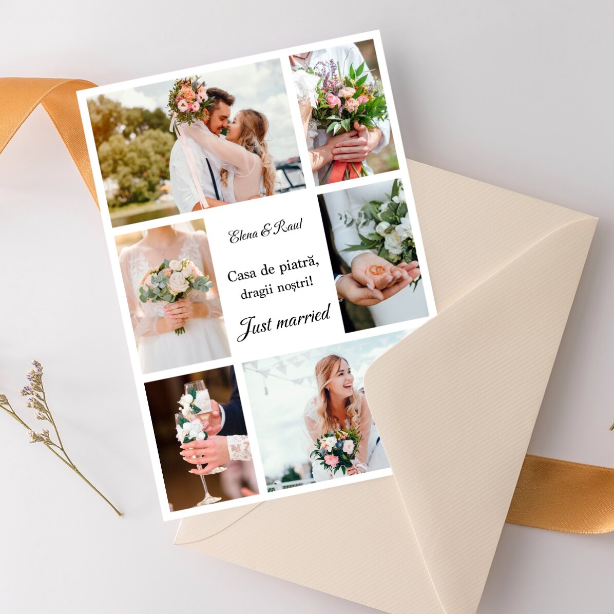Gepersonaliseerde kaart met foto’s en een boodschap – Met liefde