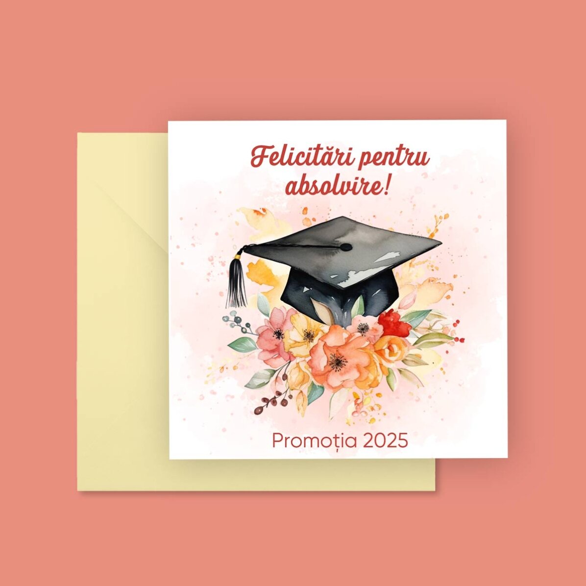 Gepersonaliseerde vierkante kaart met tekst - Gefeliciteerd!