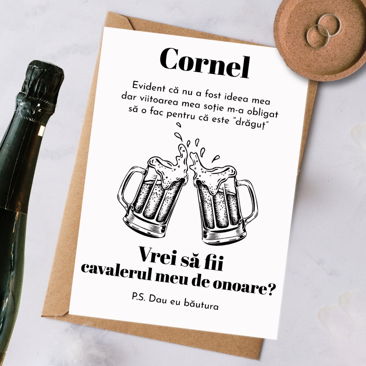 Gepersonaliseerde kaart met tekst - Uitnodiging voor getuige
