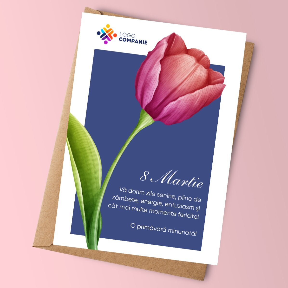 Gepersonaliseerde kaart met tekst en logo - Lente
