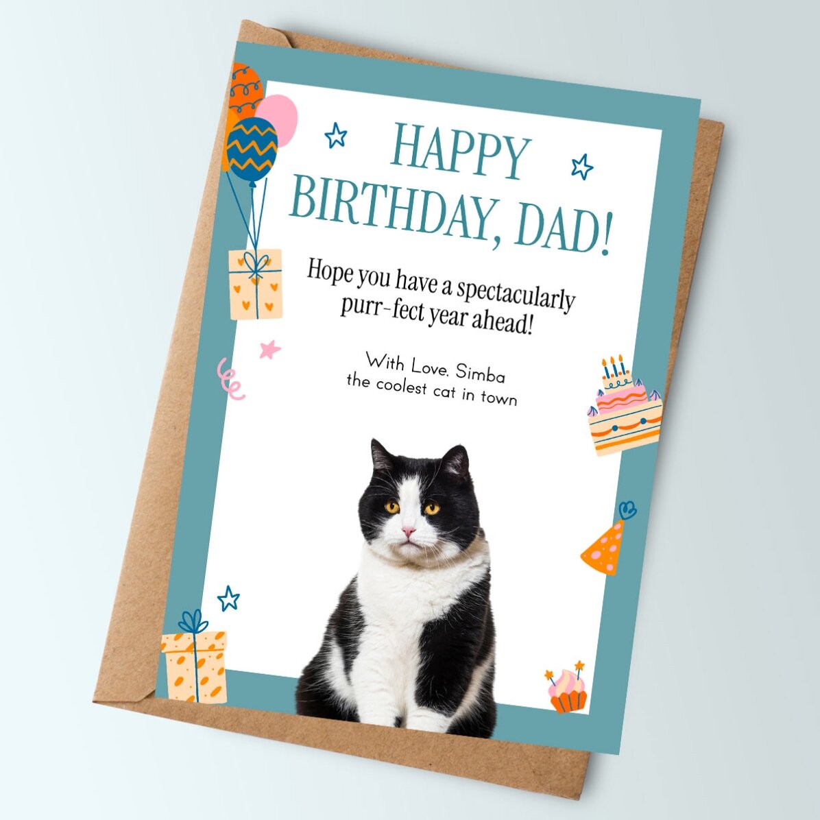 Gepersonaliseerde kaart met tekst en een foto van je huisdier – Gelukkige verjaardag!