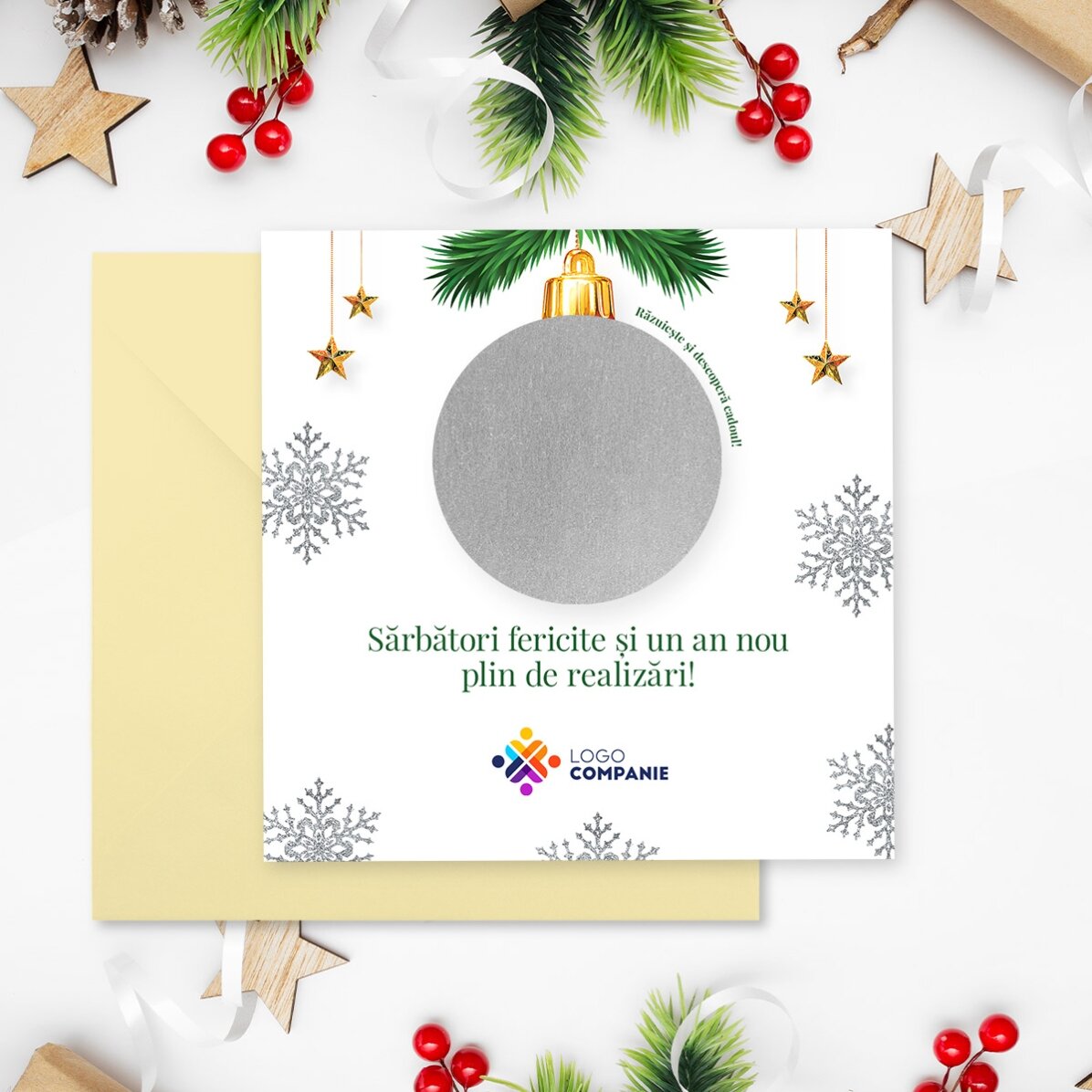 Personalised scratch card with logo and message - Christmas surprise