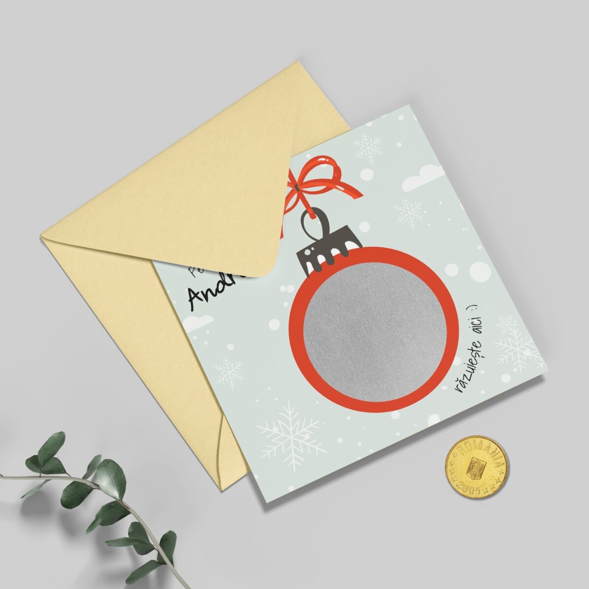 Gepersonaliseerde kraskaart met kerstboodschap