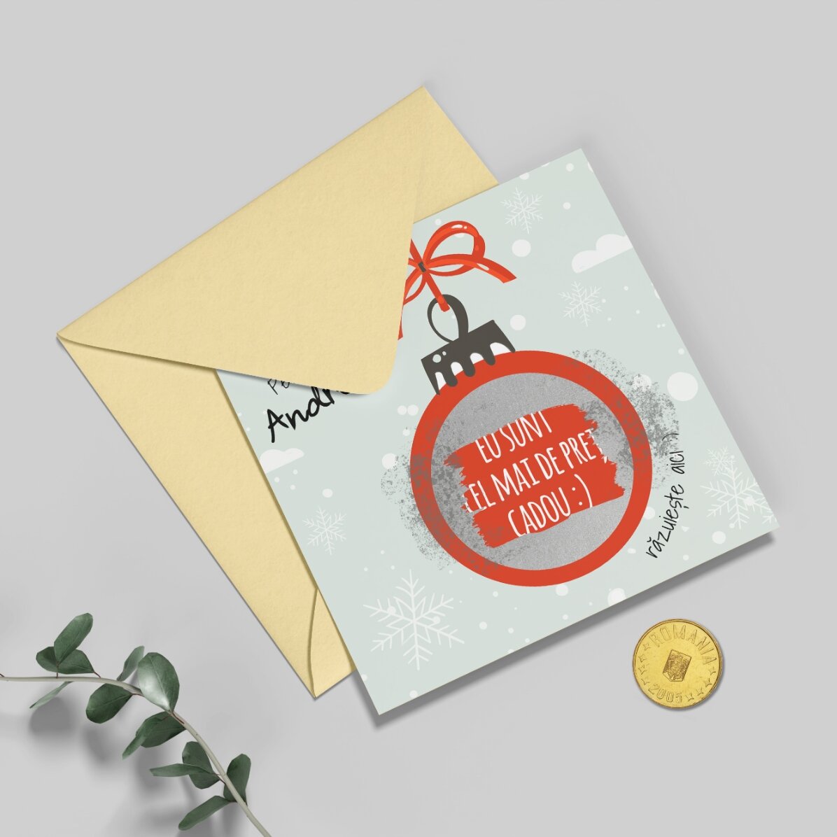 Gepersonaliseerde kraskaart met kerstboodschap