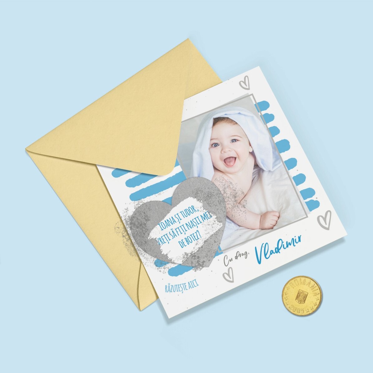 Gepersonaliseerde kraskaart met boodschap en foto - Love