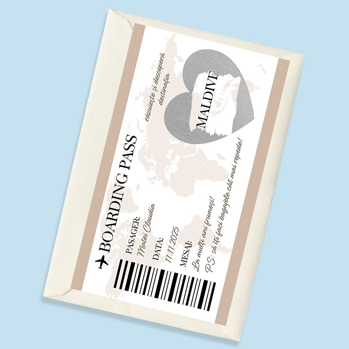 Gepersonaliseerde kraskaart met tekst - Boardingpass