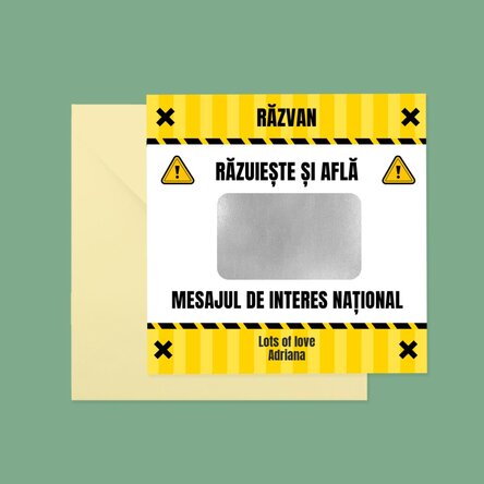 Personalised scratch card with text - Interes National