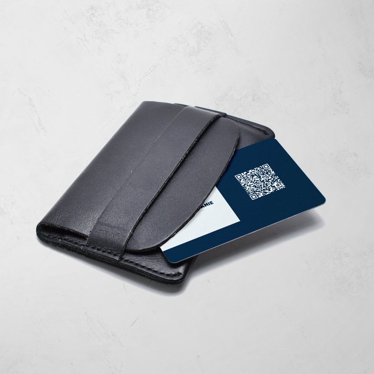 Personalised double-sided aluminium business card with QR code and photo