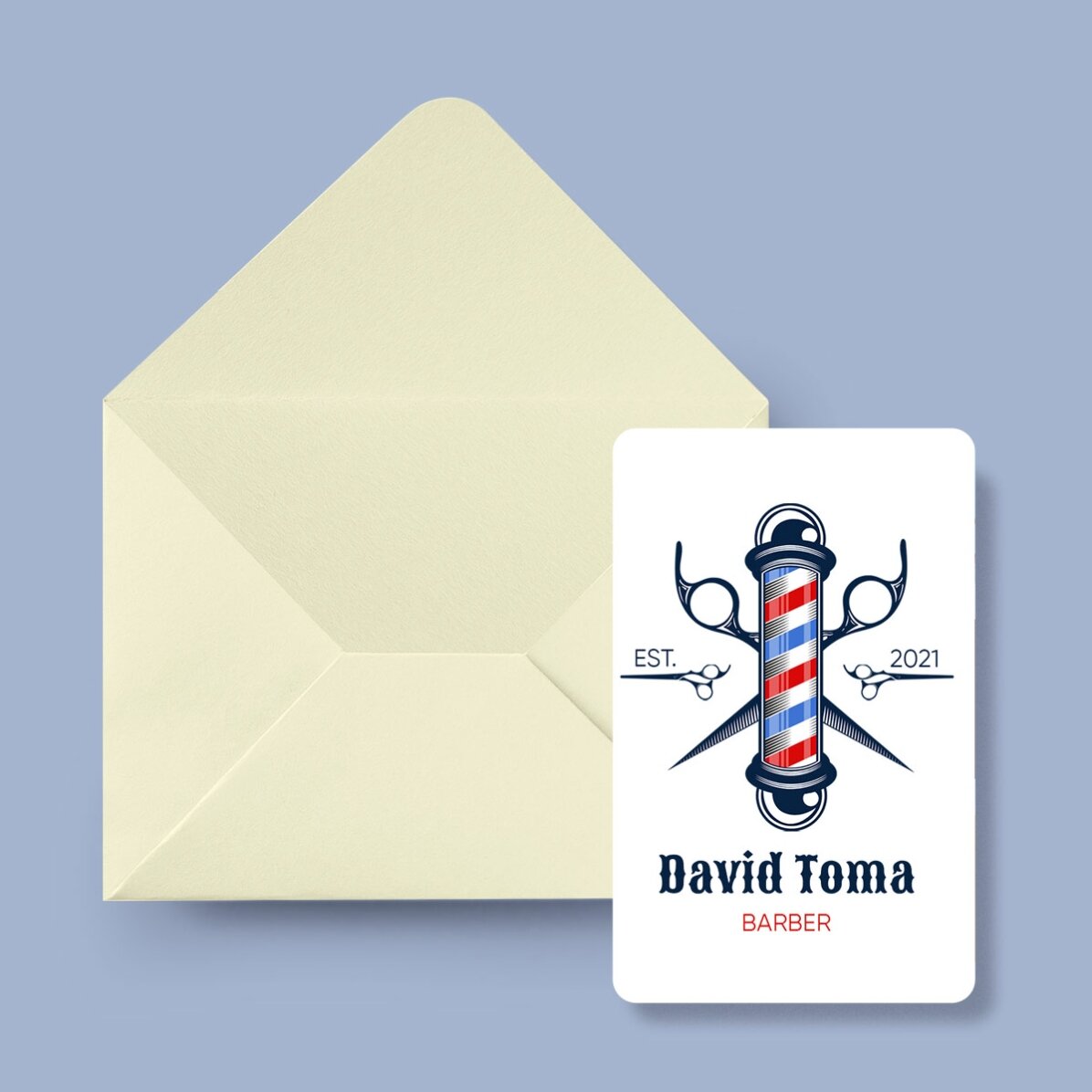 Customised double-sided aluminium business card with text - Barber Shop