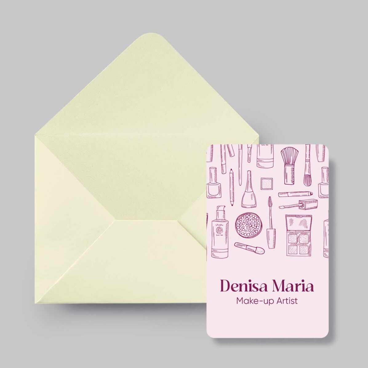 Customised double-sided aluminium business card with text - Make-up Artist