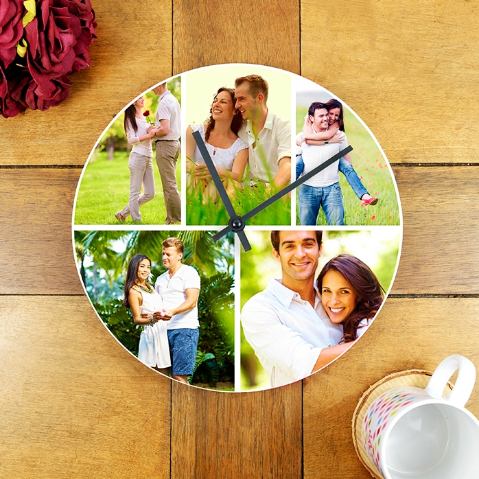 Personalised clock with 5 photos
