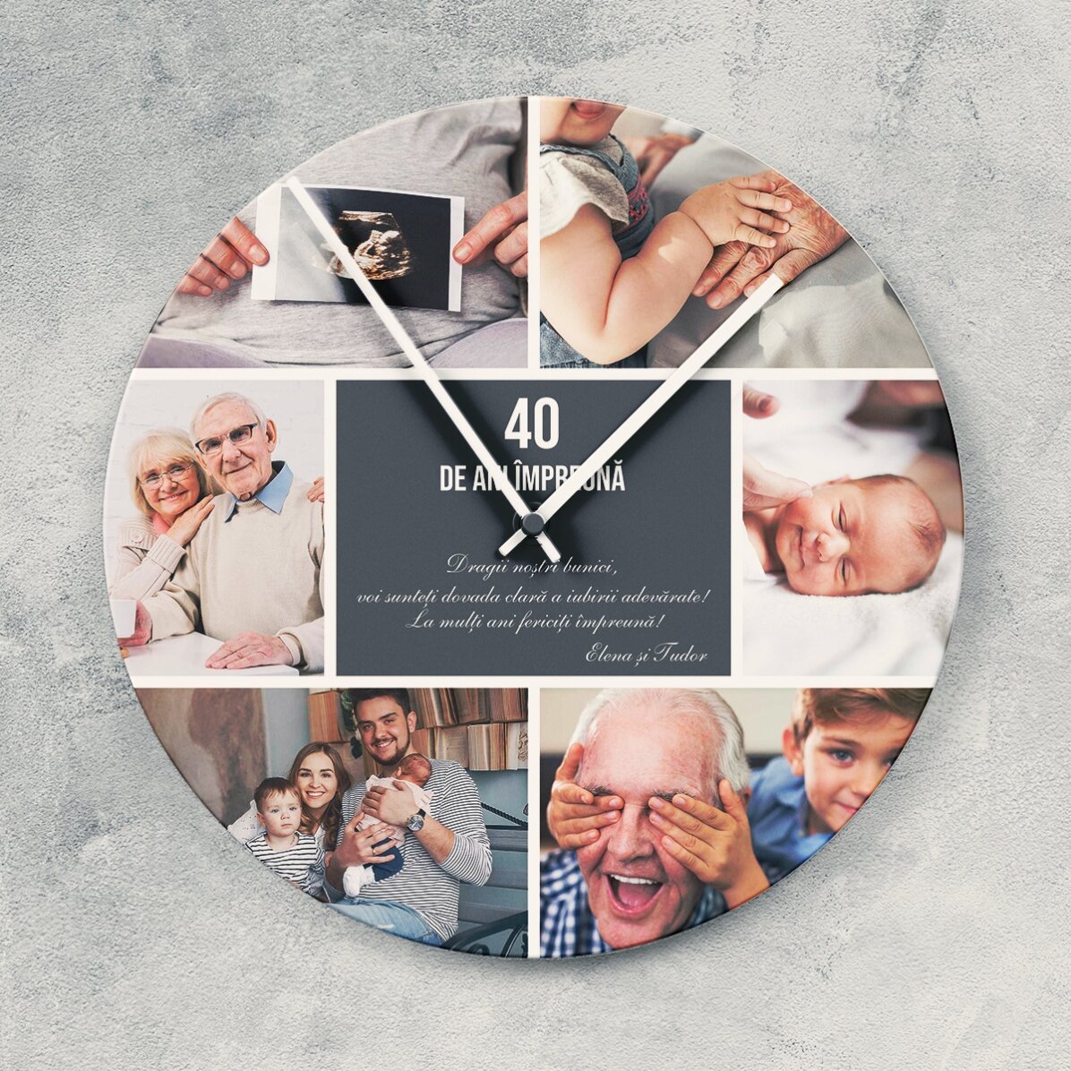 Gepersonaliseerd horloge met 6 foto’s en een boodschap - Momenten