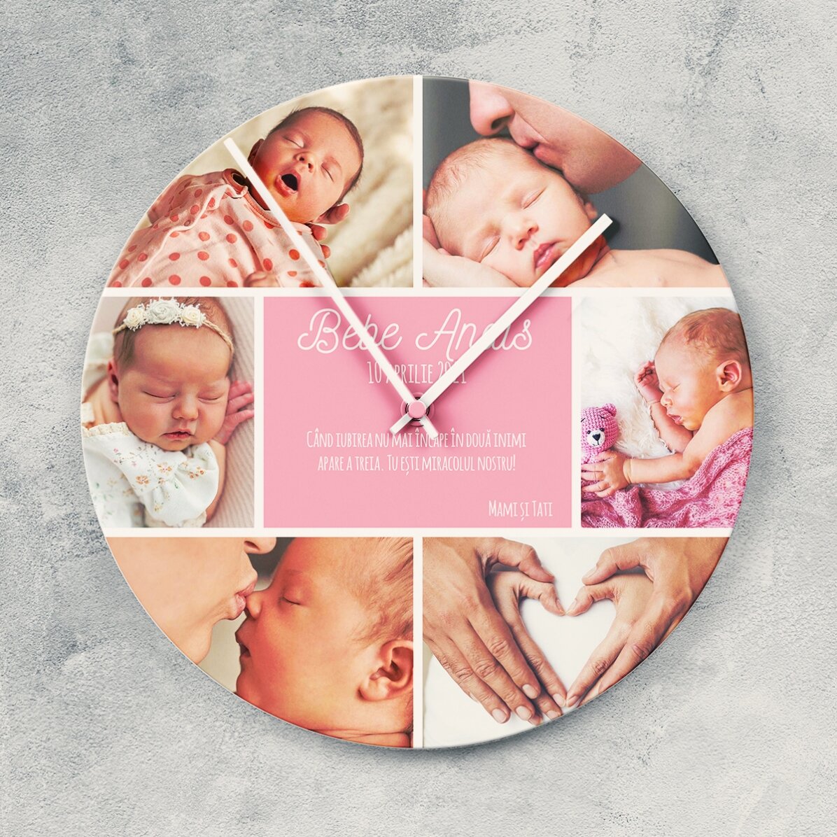 Gepersonaliseerd horloge met 6 foto’s en een boodschap - Momenten