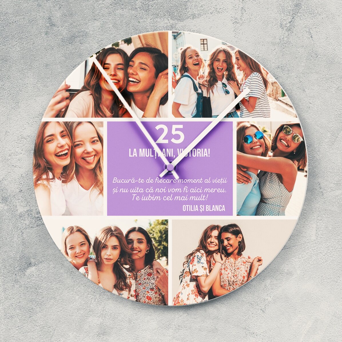Gepersonaliseerd horloge met 6 foto’s en een boodschap - Momenten