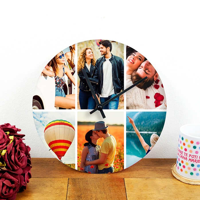 Personalised clock with 6 photos