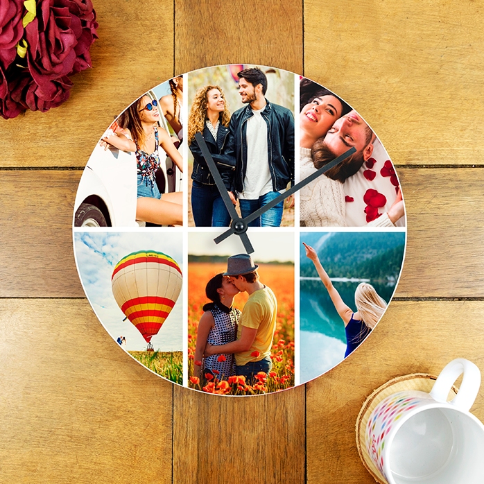 Personalised clock with 6 photos