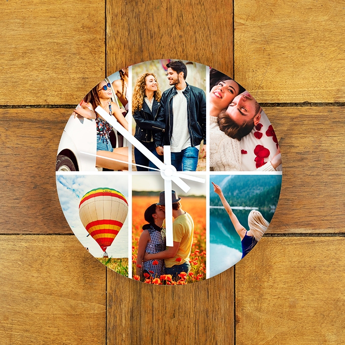 Personalised clock with 6 photos