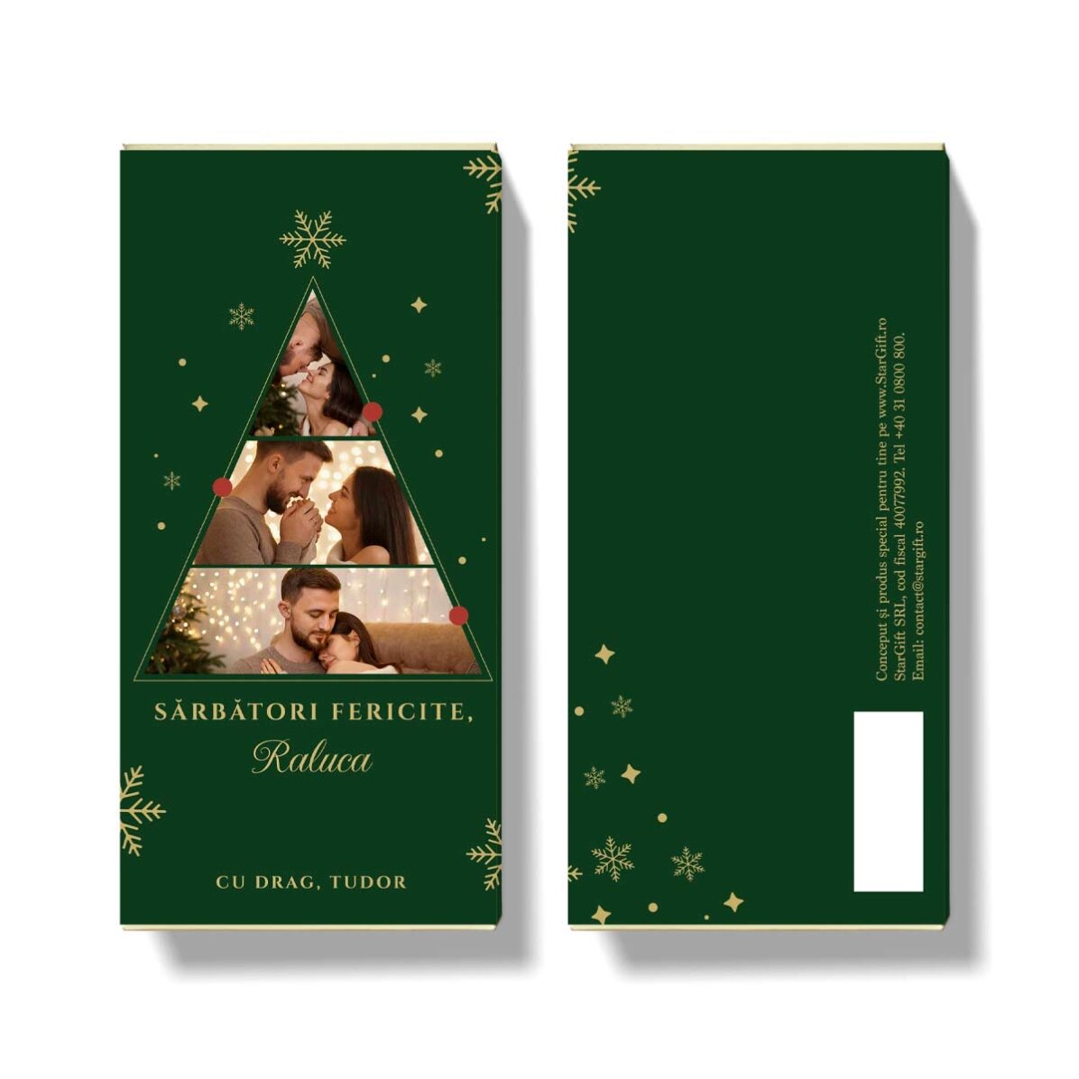 Chocolade met 3 foto’s en een kerstboodschap - Kerstboom