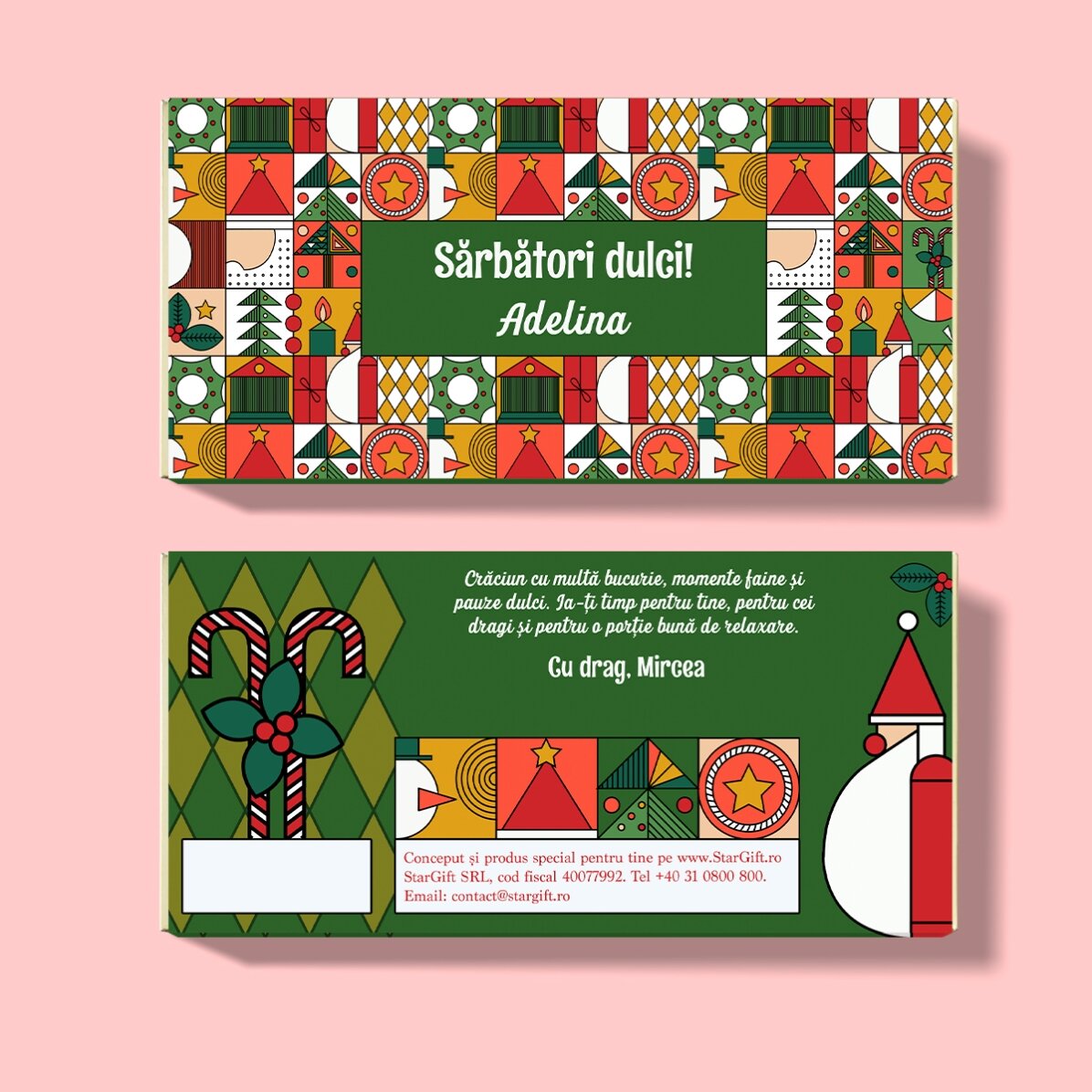 Personalised chocolate with message - Geometric Christmas