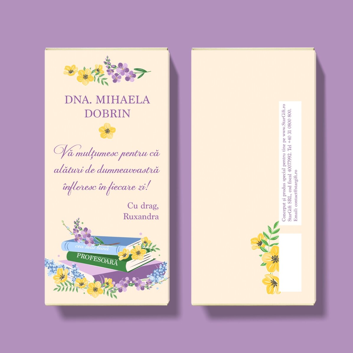 Chocolade met een persoonlijk bericht voor leraren