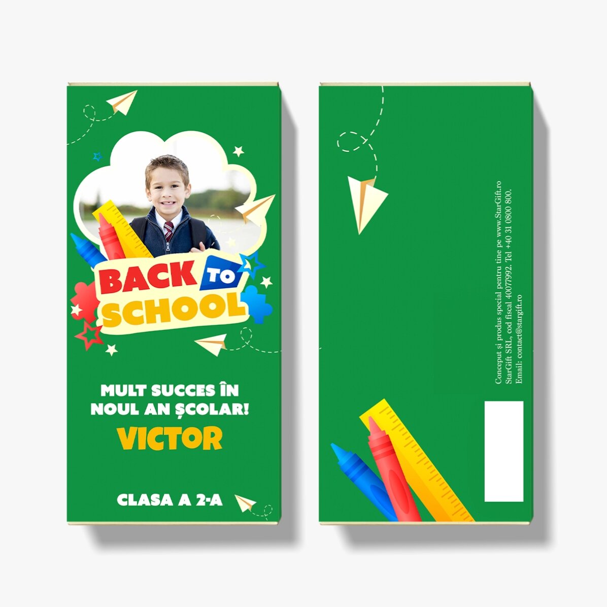 Chocolade met een persoonlijke boodschap en foto - Terug naar school