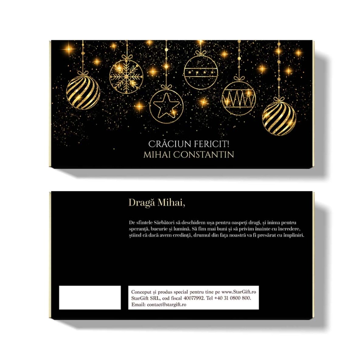 Chocolade met naam en boodschap - Gold Christmas