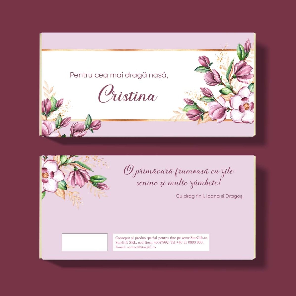 Personalised chocolate with name and message - A beautiful spring