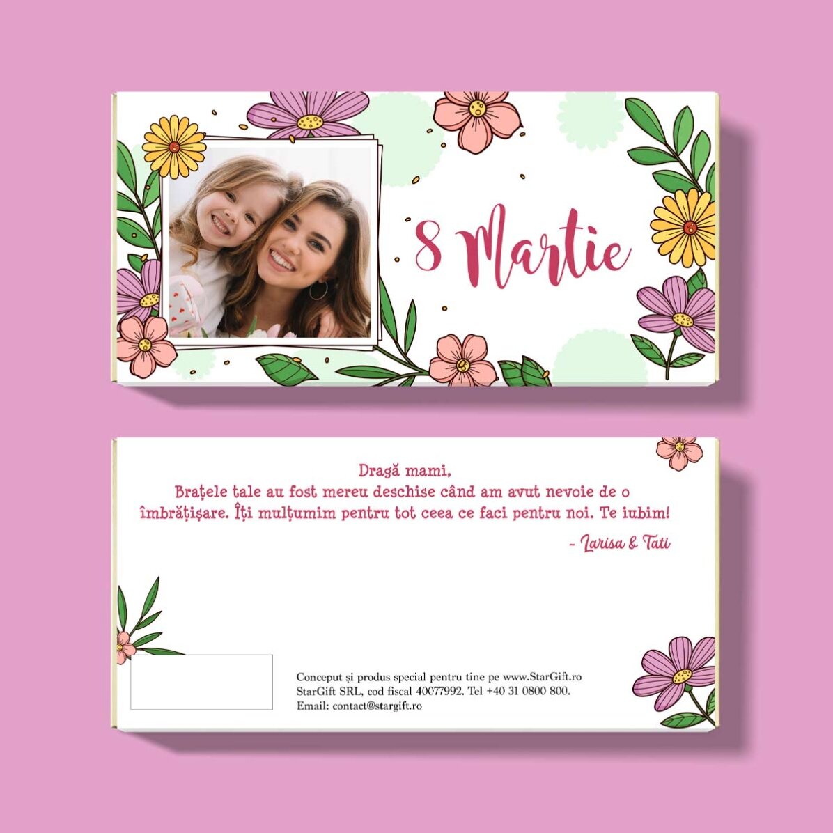 Chocolade met foto en persoonlijke boodschap - maart