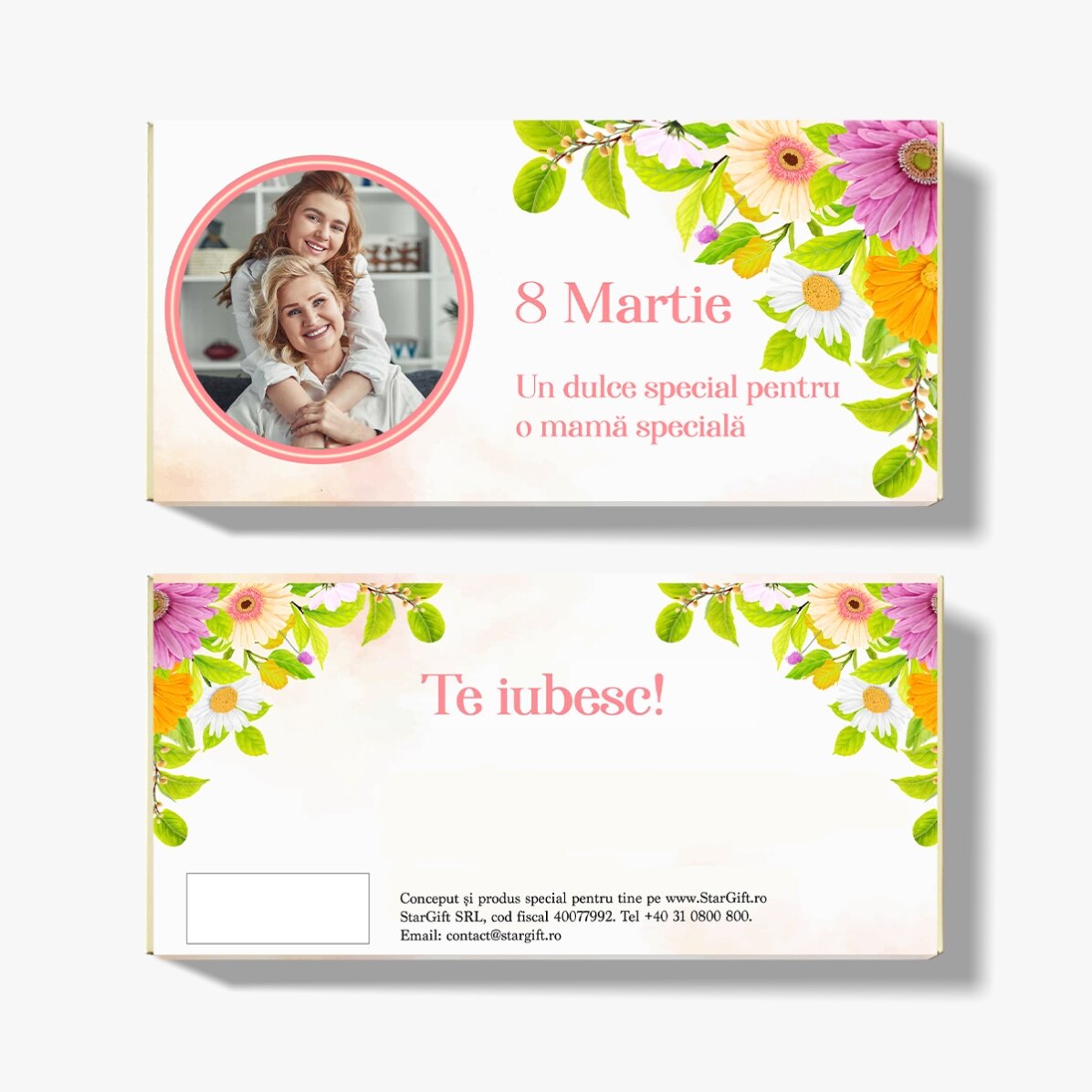 Chocolade met foto en tekst naar keuze - Lentebloemen