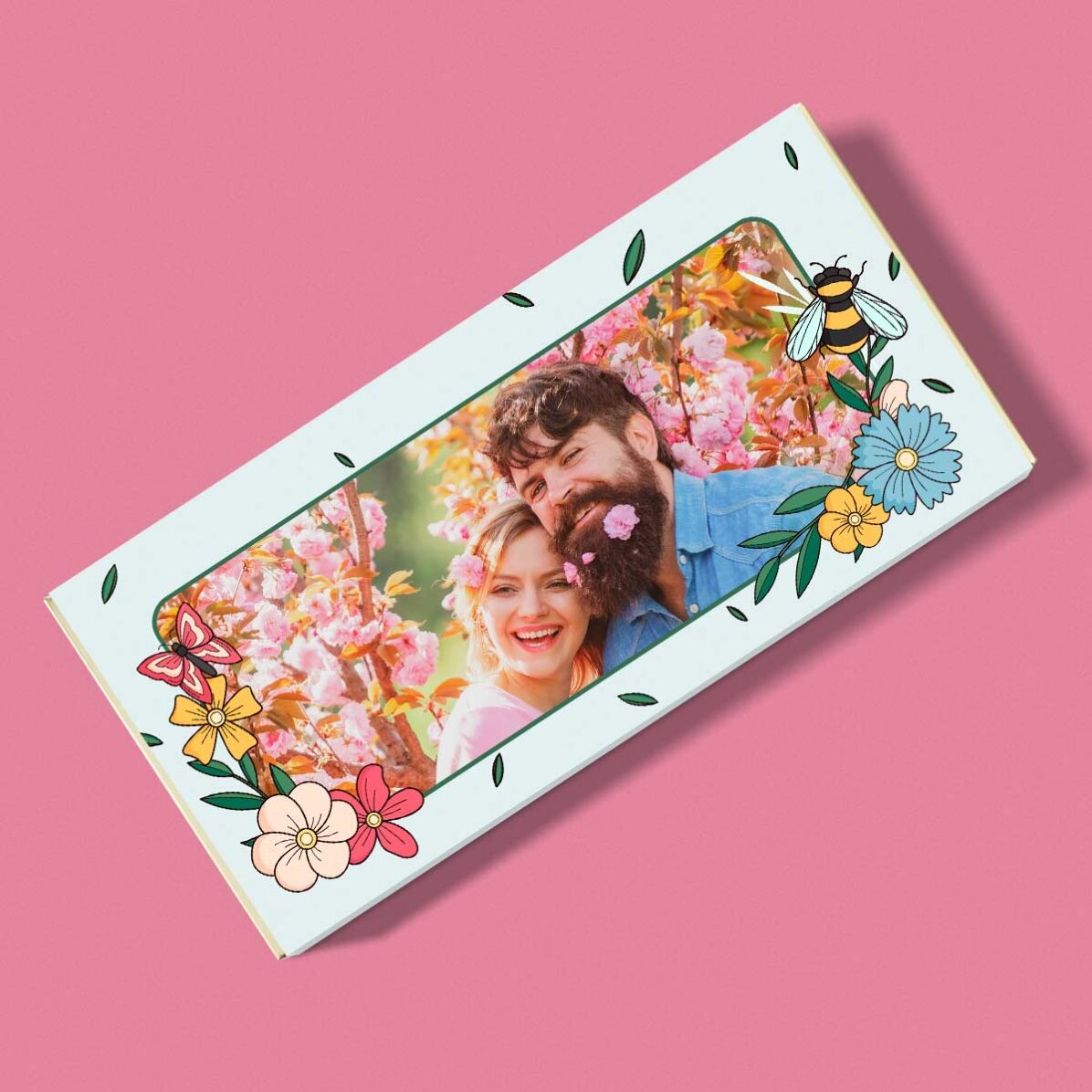 Chocolade met foto en tekst naar keuze - Lentebloemen