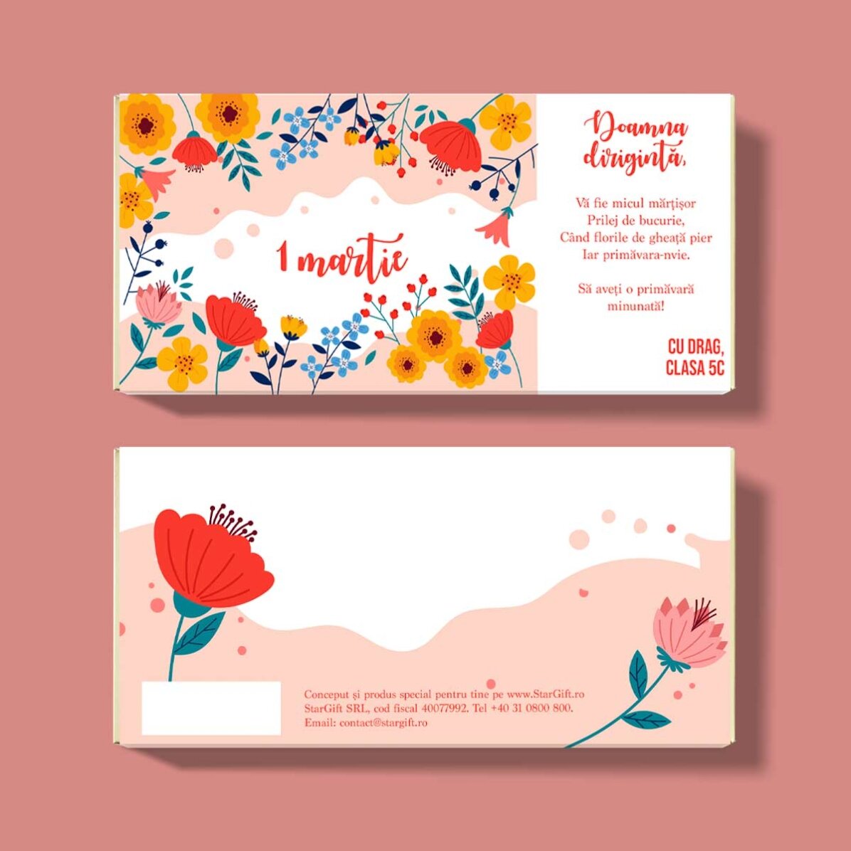 Personalised chocolate with text - 1 March