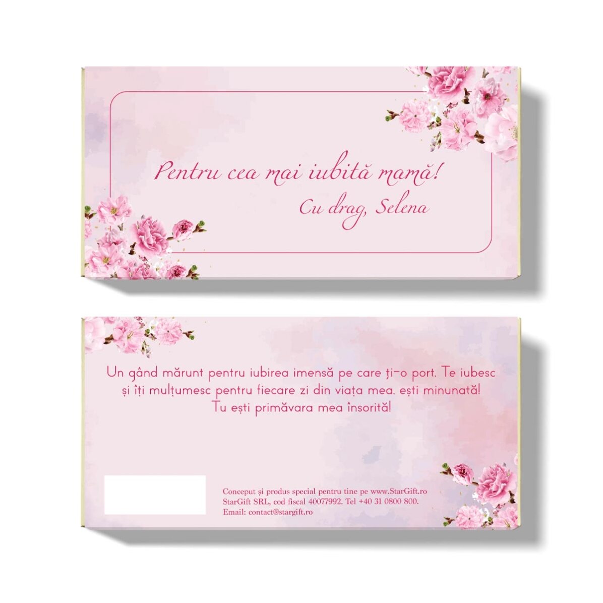 Chocolade met gepersonaliseerde tekst - Cherry Blossom