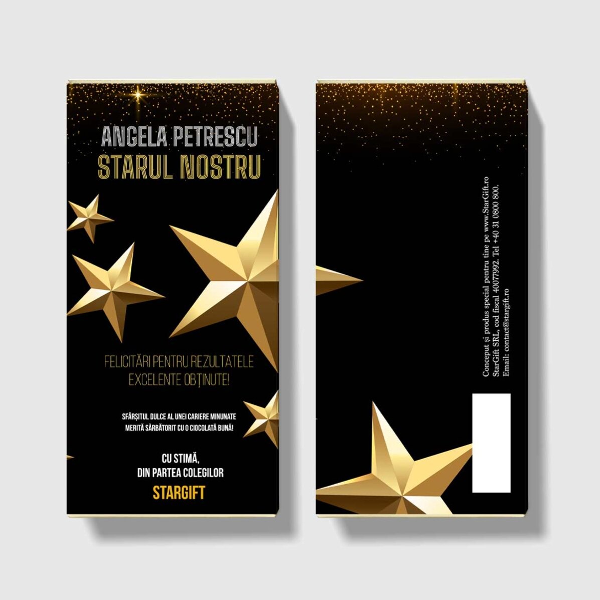 Chocolade met gepersonaliseerde tekst voor een pensionering