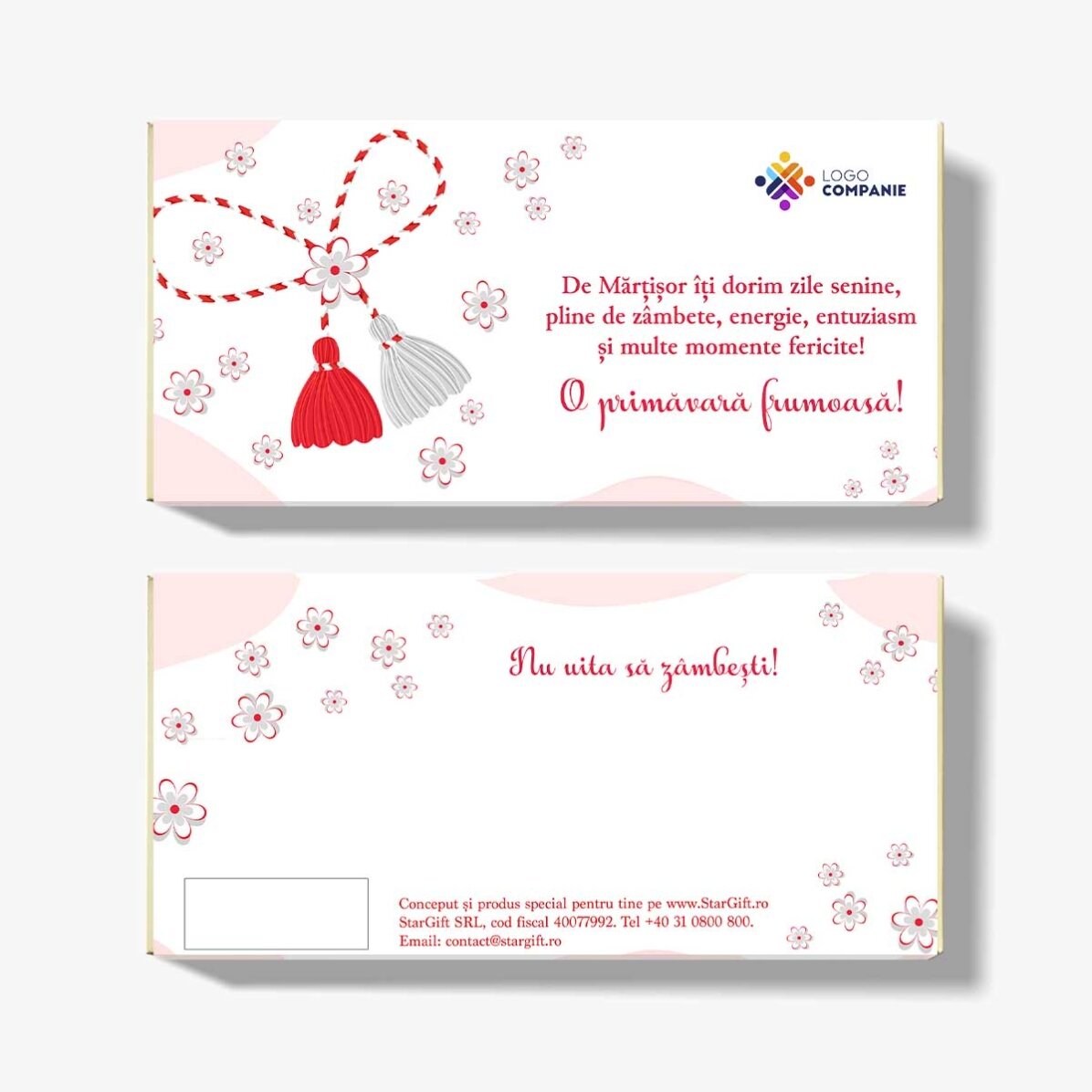 Chocolade met gepersonaliseerde tekst en logo