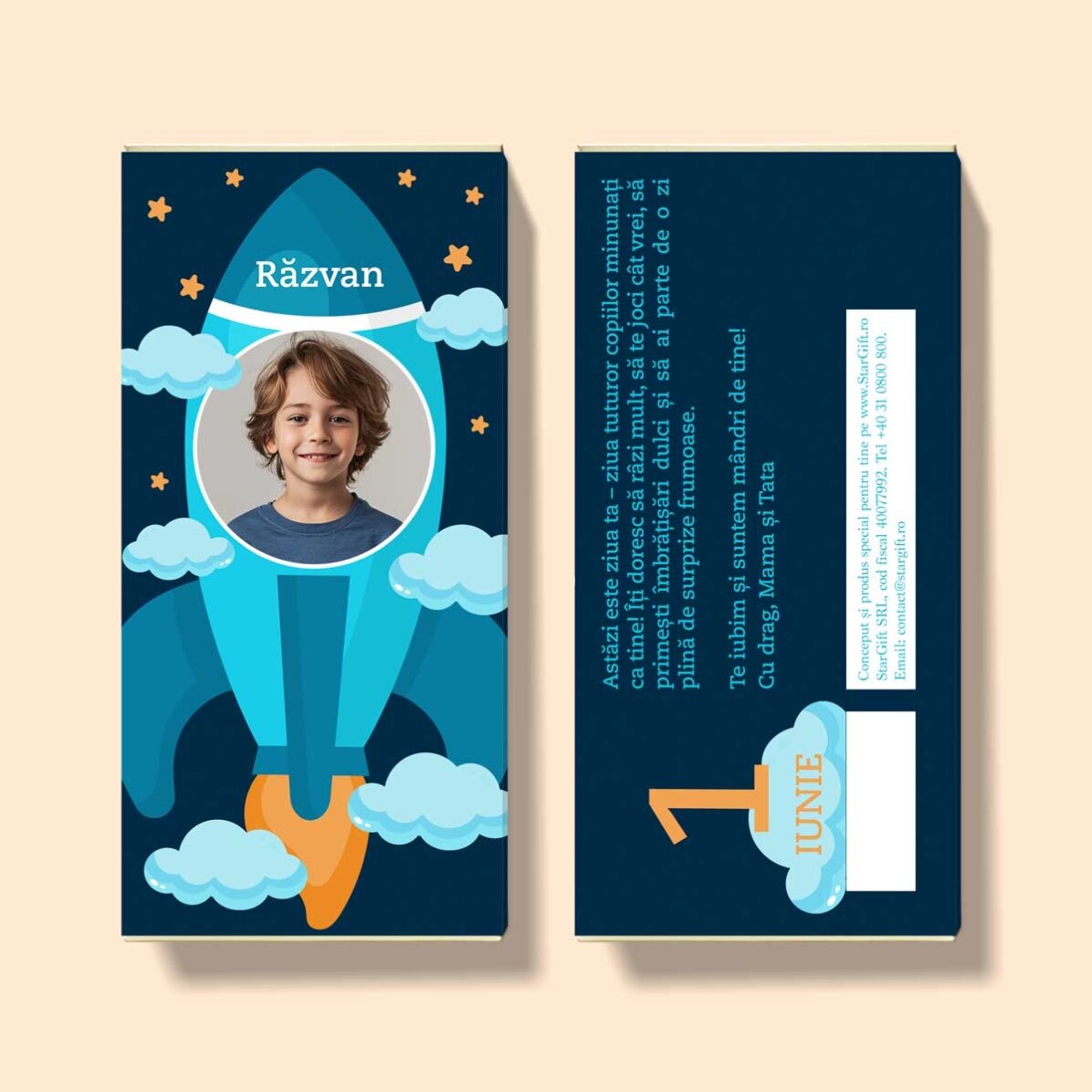Chocolade met persoonlijke tekst en foto - Astronaut