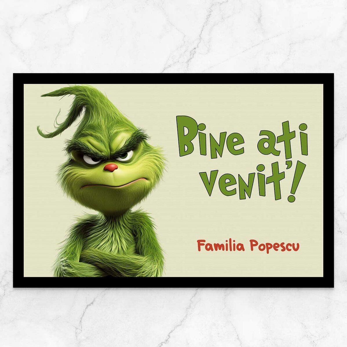 Op maat gemaakte deurmat met tekst - Grinch