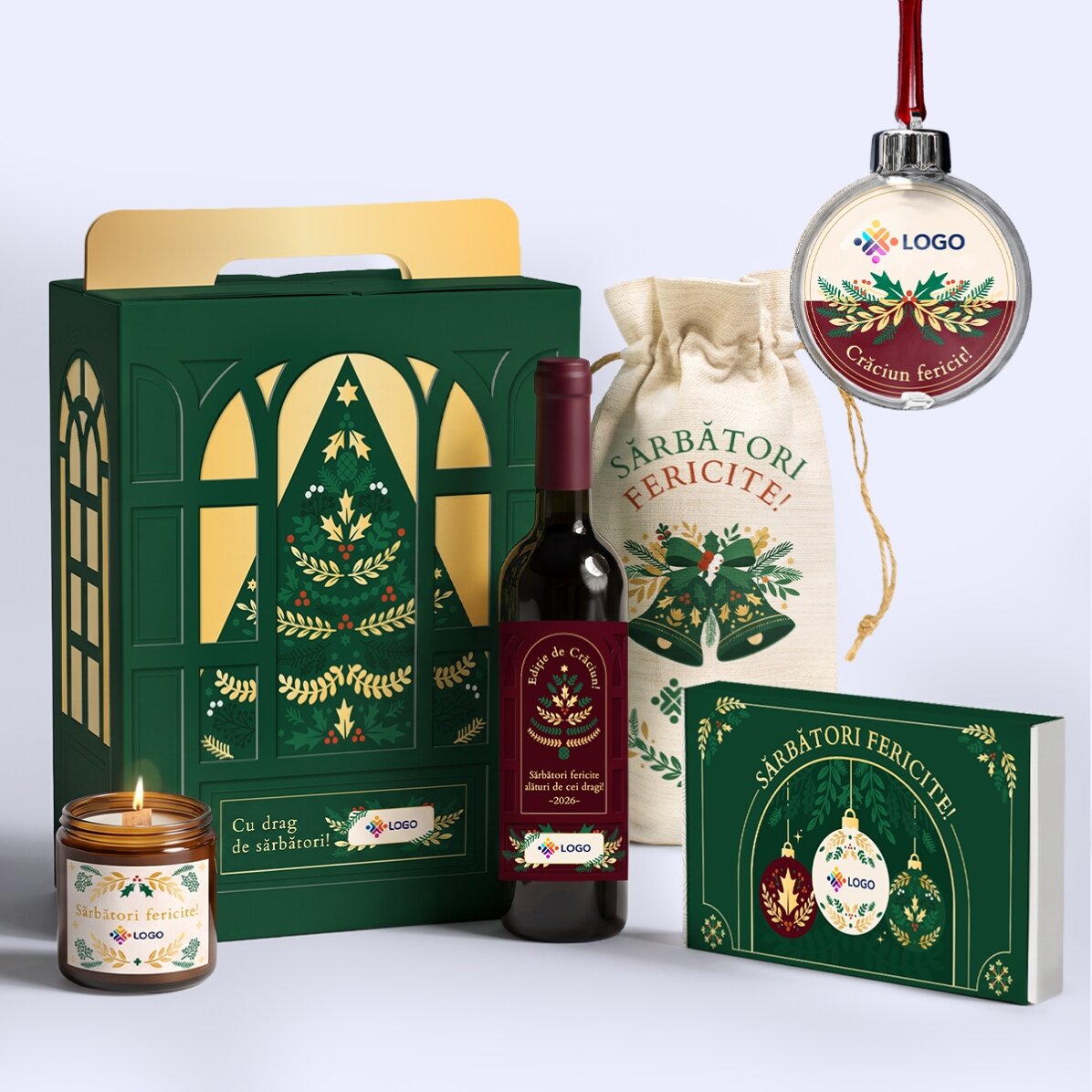 Geschenkdoos – Kersteditie met producten die zijn gepersonaliseerd met een logo en een boodschap