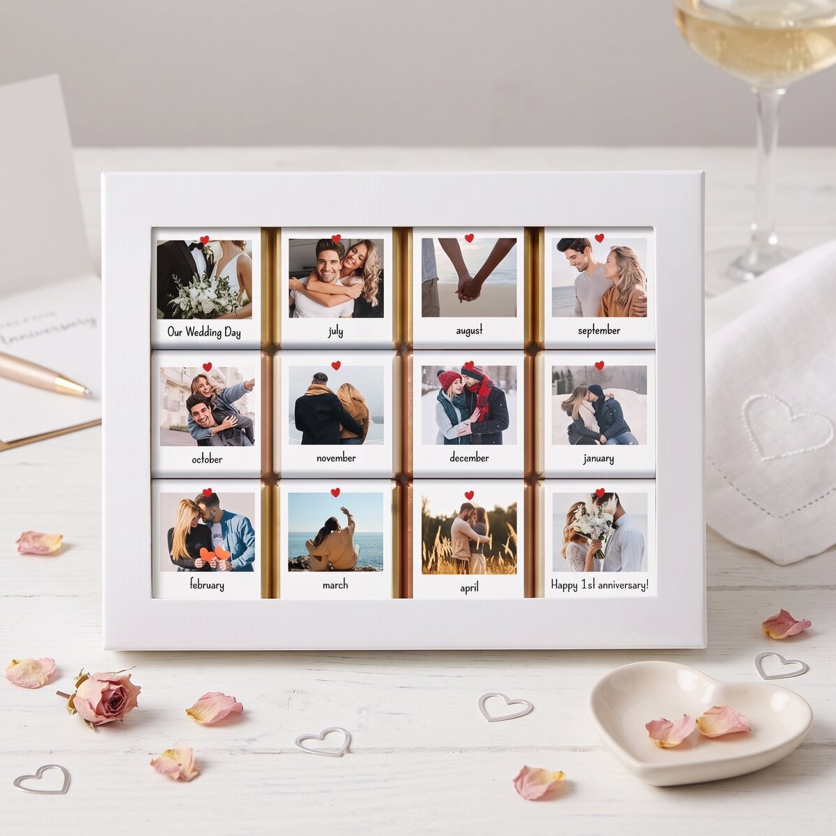 Geschenkdoos met 12 mini-chocoladehapjes, gepersonaliseerd met foto