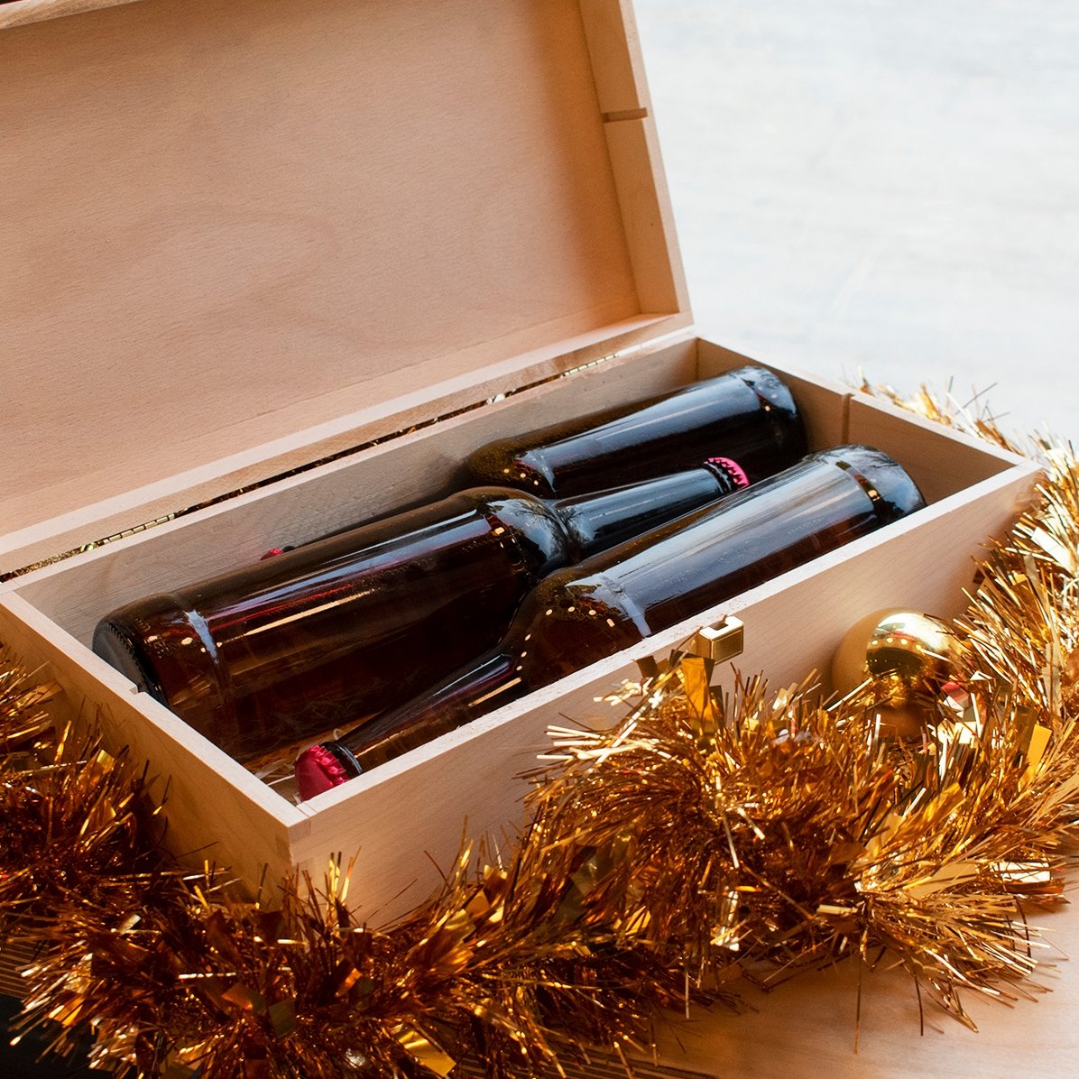 Gepersonaliseerde bierdoos voor drie flessen - Kerstmodel