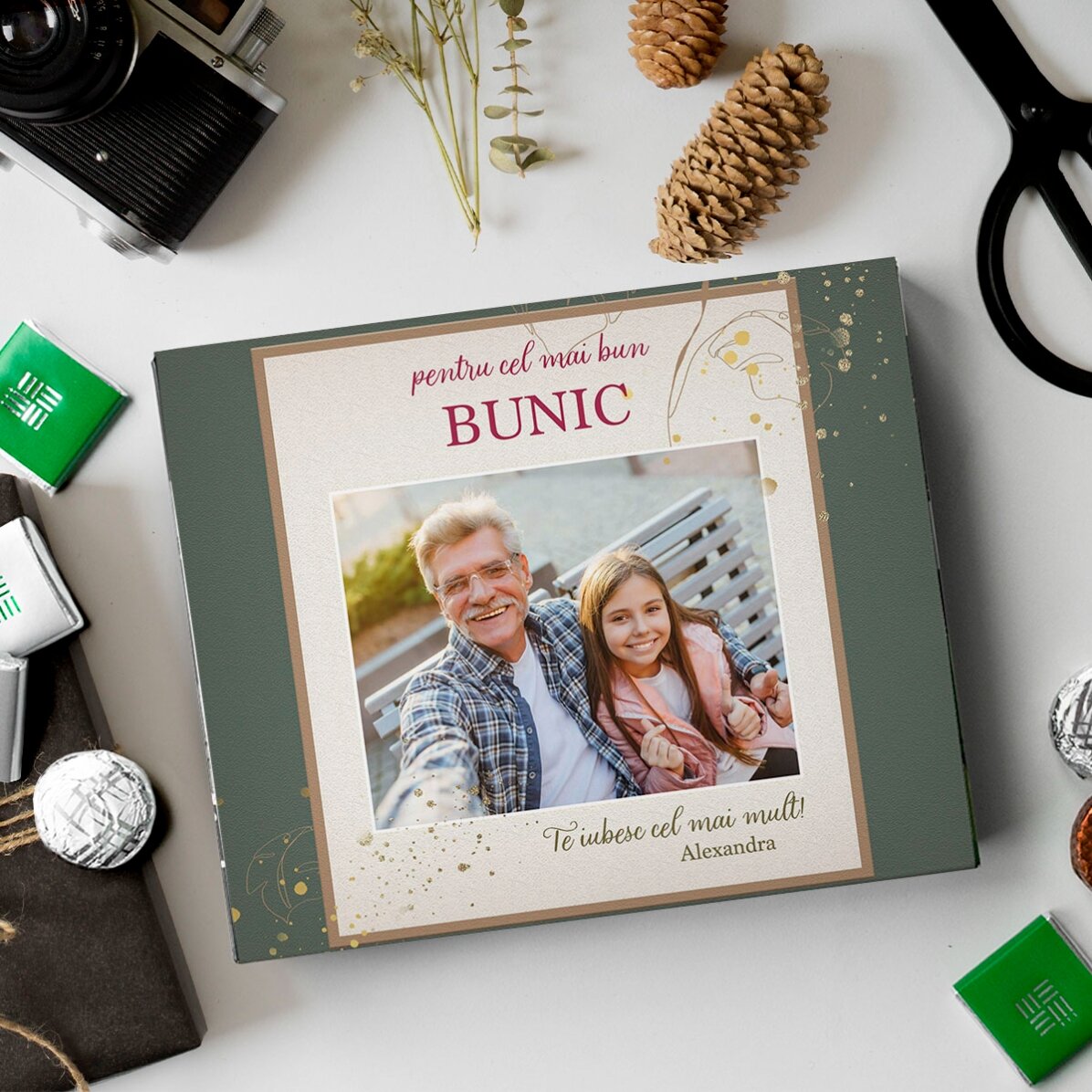 Gepersonaliseerd bonbonnière met foto en boodschap – voor de allerbeste OPA