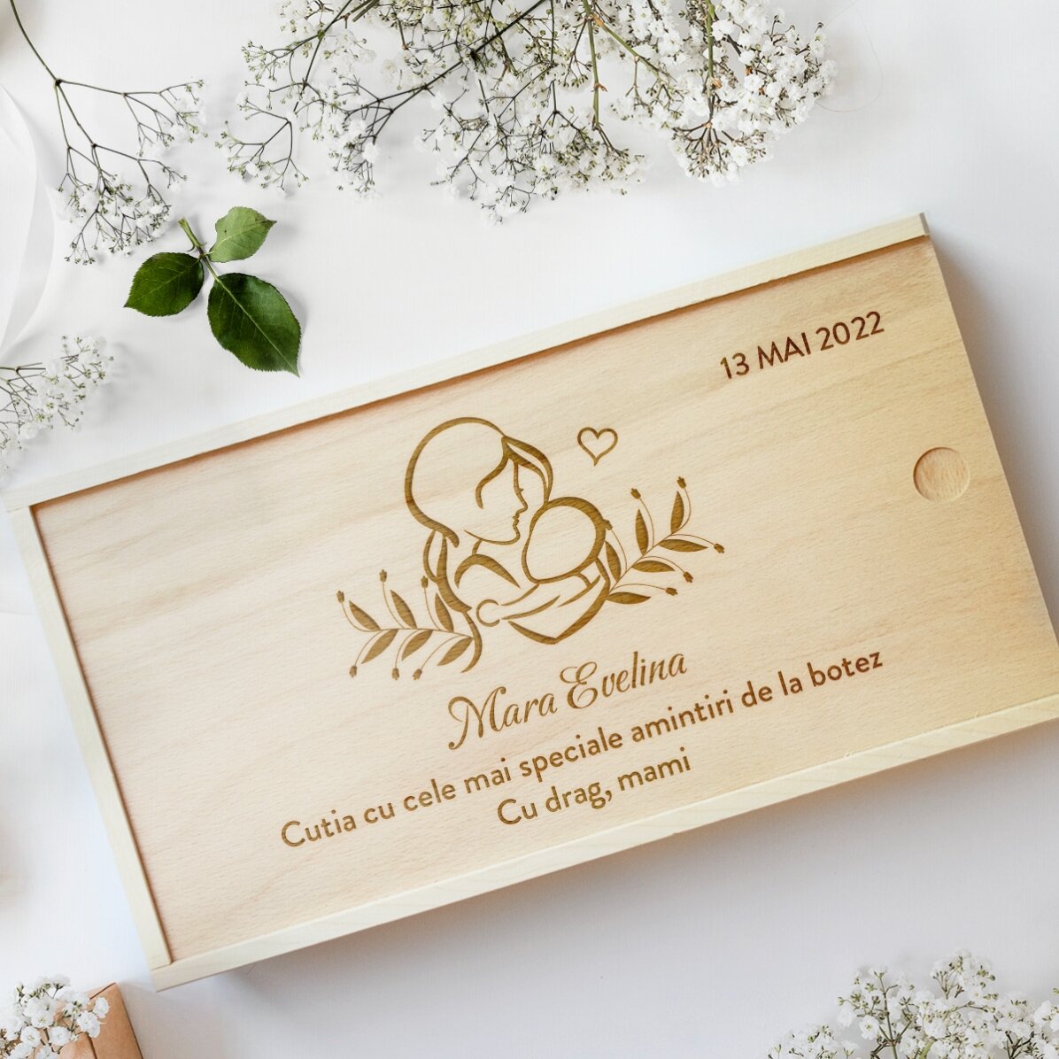 Gepersonaliseerde houten geschenkdoos - Herinneringen aan de doop