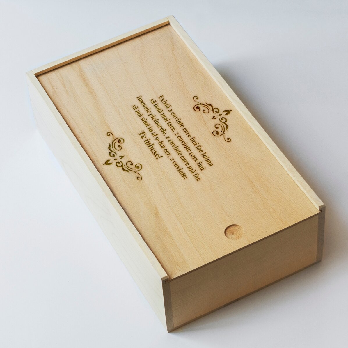 Gepersonaliseerde houten geschenkdoos met boodschap