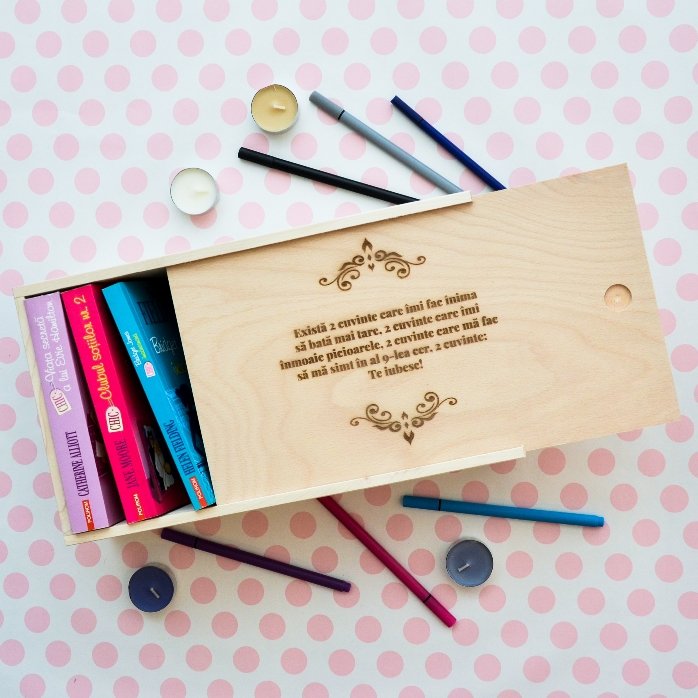 Gepersonaliseerde houten geschenkdoos met boodschap