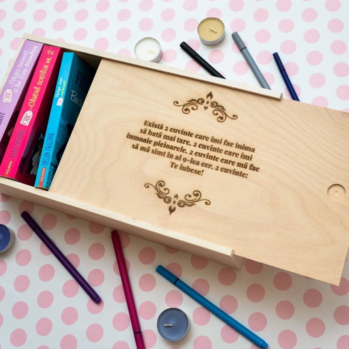 Gepersonaliseerde houten geschenkdoos met boodschap