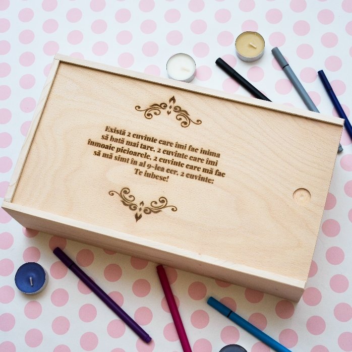 Gepersonaliseerde houten geschenkdoos met boodschap