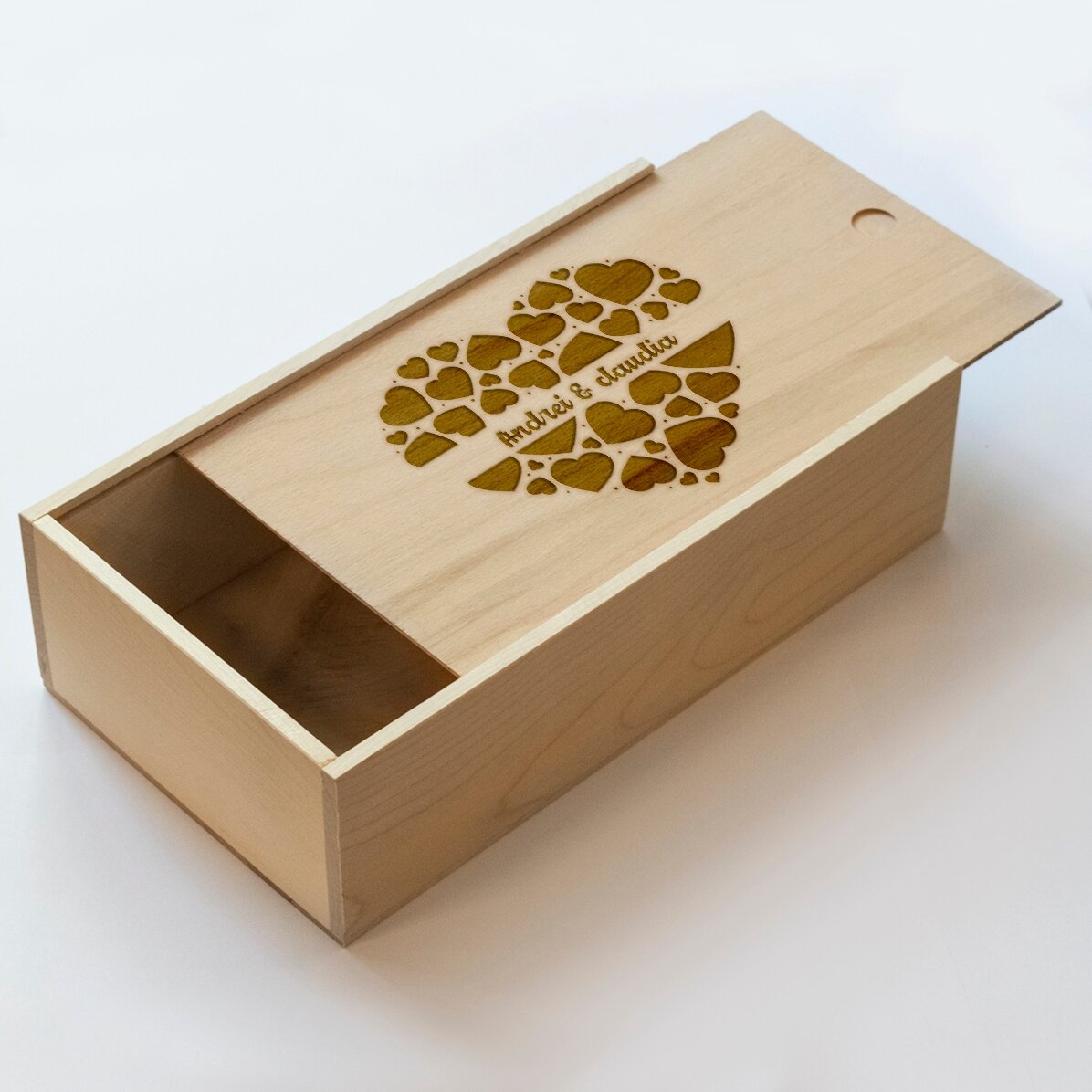 Personalised wooden gift box with your names